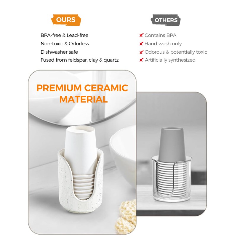 ABRUTY Bathroom Cup Dispenser, 3oz-4oz Ceramic Paper Cup Holder, Small