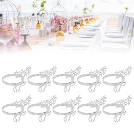 Juego de Servilleteros de Ciervos, Servilletero de Navidad Decorativo Brillante Hermoso Elegante para Mesa de Boda (Plata)