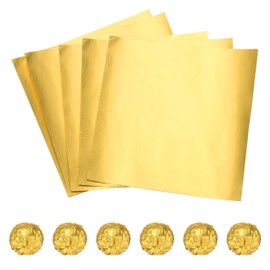 MECCANIXITY 100 Pcs 3 Inch Foil Candy Wrappers Aluminum Foil Gold Glossy Chocolate Foil Wrappers Square for Caramel Candies Decoration