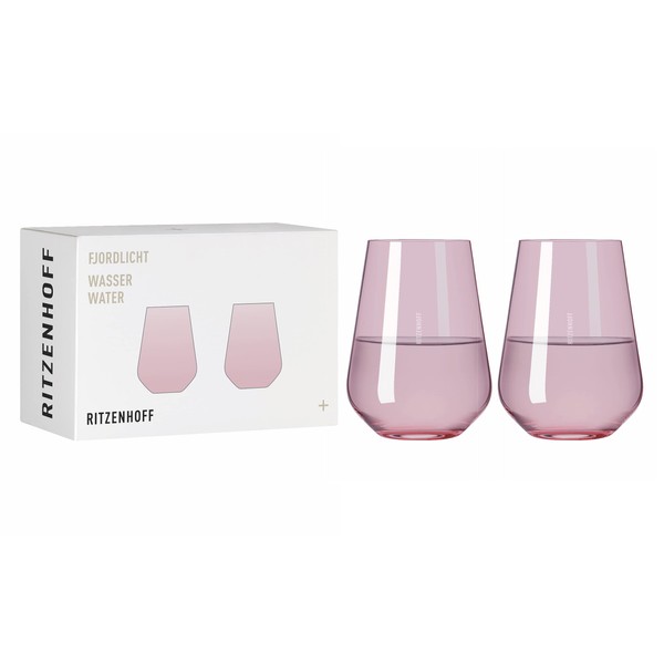 RITZENHOFF 3651003 Water Glass 500 ml - Series Fjordlicht No. 3 - Pack of 2 with Berry Colour Gradient - Made in Germany