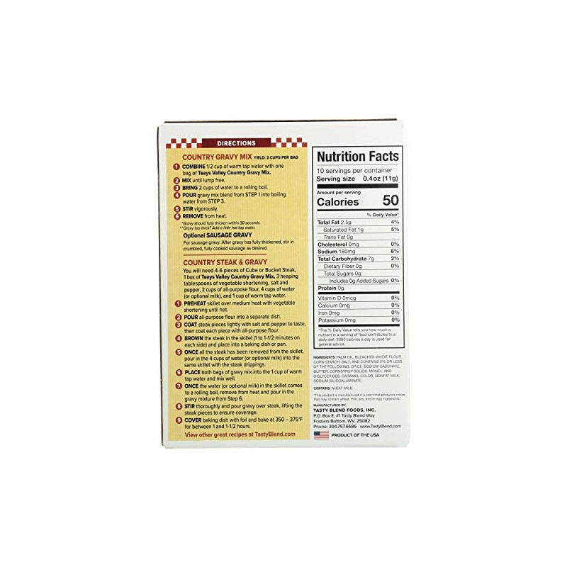 Teays Valley Country Gravy Mix (Pack of 3), 7.5 Ounce