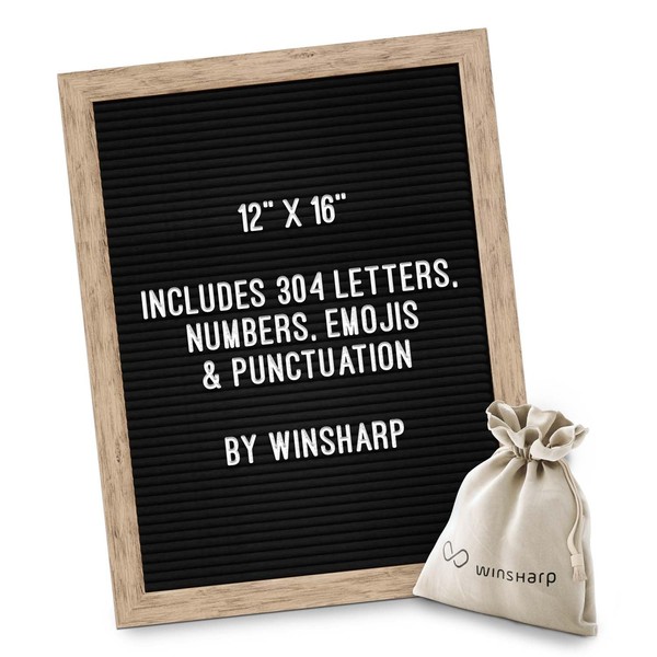 Black Felt Letter Board | Classy Dark Stained Wooden Frame