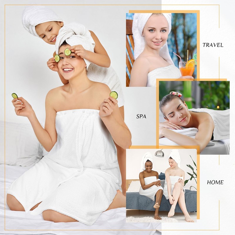 Tigeen 2 Pcs Towel Wrap for Women Lightweight Spa Robe