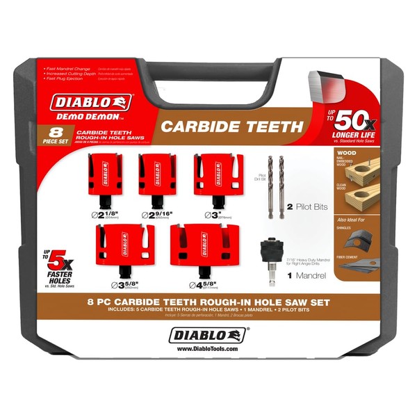 Diablo Demo Demon® Carbide Teeth Rough-In Hole Saw Set (8-Piece)