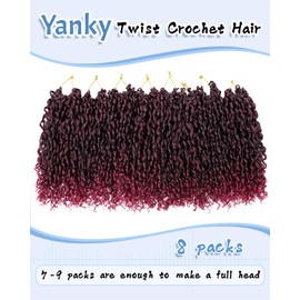 Eerya 10 Inch Yanky Twist Crochet Hair for Women 8 Packs Fluffy Prelooped Senegalese Spring Mini Yankee Yaki Twists Crochet Braids Synthetic Braiding Hair Extensions (10 inch, TBUG)