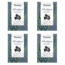 Himalaya Detoxifying Charcoal and Green Tea Face Sheet Masks, Single Use Cotton Facial Sheet Masks to Detoxify and Revitalize Skin | with Hyaluronic Acid for Intense Hydration, Count of 4