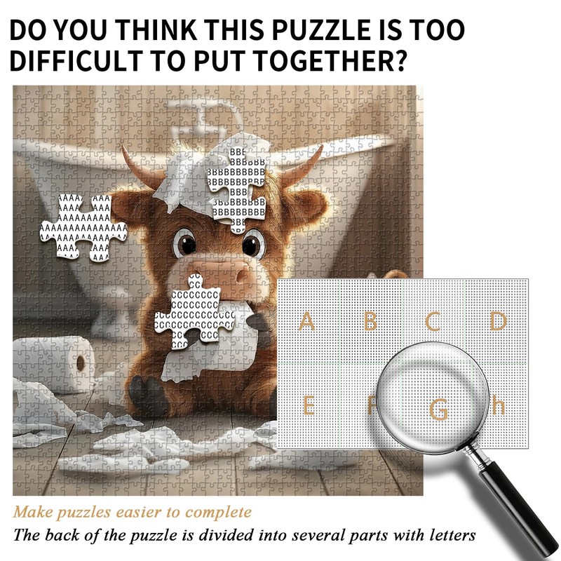 Highland Cow Puzzles for Adults 1000 Pieces,Cute Cow Jigsaw Puzzle,
