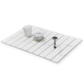 Large Stone Dish Drying Mats for Kitchen Counter, Collapsible Quick Dry Dish Drying Mat, Eco-Friendly Absorbent Diatomaceous Earth Mat for Dishes Bottles Cups (Marble, 24''*16'')