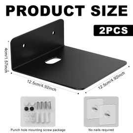 2 Stück Wandregal Ohne Bohren, 12 cm Wandregal Weiß Aus Kohlenstoffstahl, Mini Schwebendes Regal Metall mit Kabelloch, Floating Shelves mit Schrauben für Wohnzimmer Küche Badezimmer (Kohlenstoffstahl)