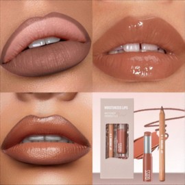 Melemando 2PCS Lip Liner and Lipstick Combo Set, 2 in 2 Waterproof Lip Liner Long Lasting Lipstick Set, Matte Lipliner Pencil & Hydrating Lip Gloss Makeup Kits for Women (205)