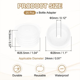 PATIKIL Bottle Adapter 1.04"/25mm, 25 Pcs Press in Bottle Adapter Plugs for Oral Dispensers Liquid Oil Plastic Glass Bottles Stopper, Clear