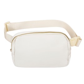 VOROLO - Riñonera para correr para mujeres y hombres, bandolera con correa ajustable para deportes, Blanco apagado, Una talla, Paquete de 1 riñonera