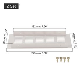 sourcing map 2Pcs Rectangle Ventilation Grille Aluminum Alloy Mesh Air Vent Covers, 225x100mm