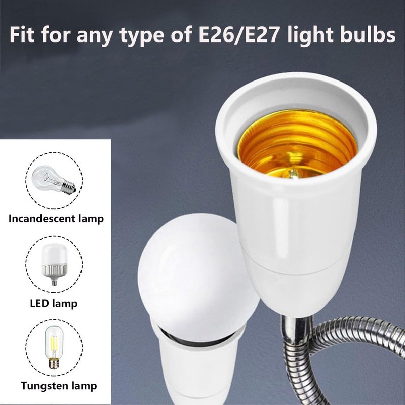 E26/E27 Light Socket Extender Adapter,30cm/12 inch Light Bulb Extension,E26 to