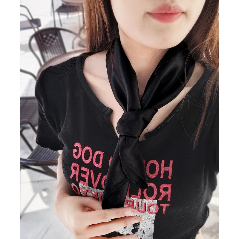 1 Piece of Black Square Satin Scarf Wrap Neck Scarf