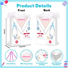HEYINSHEN Nurse Graduation Gifts Bag 13" Large Congrats Nurses Gift Bag with Tissue Paper & Handles Gifts Bag for Nursing Grads Medical School Graduation Decor Nurse Week Celebrations