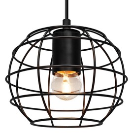 Wire Cage Globe Pendant Light Black Metal Loft Industrial Ceiling Lamp Shade M0173