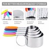 TILUCK measuring cups and magnetic measuring spoons set, stainless steel