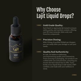Lajit Himalayan Shilajit Liquid Drops for Men and Women - Gold Grade Organic Shilajit - Sourced by Nepalese Sherpas at 18k Feet - Sundried and Lab Tested for Purity and Safety