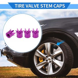 VekAuto 4 Pcs Tire Valve Stem Caps, 18x17MM Car Wheel Valve Cap Universal for Car Bike Motorcycle Anti Crash Aluminum Alloy Purple Tyre Valve Stem Cover Valve Dust Cap Tire Valve Cap