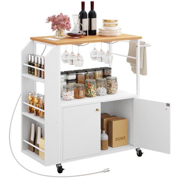 DWVO Kitchen Island Cart with Power Outlet, 36 Inch Mobile