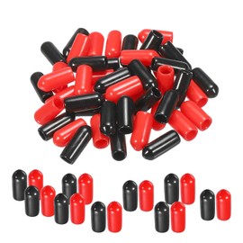 QUARKZMAN 50 x Rubber End Caps Cover Assortment 5 mm Vinyl Screw Thread Protection for Screw Screw Black Red