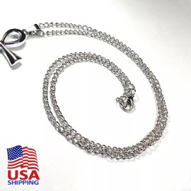Fashion Jewelry Ankh Pendant & Steel Chain - Simple Egyptian Ankh Necklace