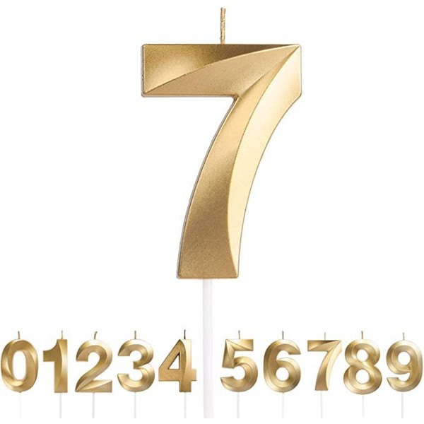3D Birthday Number Candles 0-9 Birthday Candles Gold Glitter Big Number Candles Decoration for Birthday Anniversary Wedding Party Graduation Party