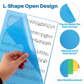 MAQIHAN Clear Plastic Folders Sleeves - 5PACK 8.6 x 12.2 Plastic Sleeves for Paper A4, L-Shaped Clear Poly File Jackets, Transparent Colored Folders for Documents, Photos, Homework, Sheet Music