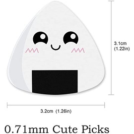 Púas de guitarra finas, púas de ukelele blancas de sushi con patrón de bolas de arroz clásicas, triángulo, 0.46 mm, púas de guitarra ligera, paquete de 12 para bajo, guitarra acústica y eléctrica