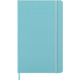 Moleskine Weekly Planner 2025-2026, 18-Month Weekly Planner with Note Space, Hard Cover and Elastic Closure, Large 13 x 21 cm, Aquamarine Color