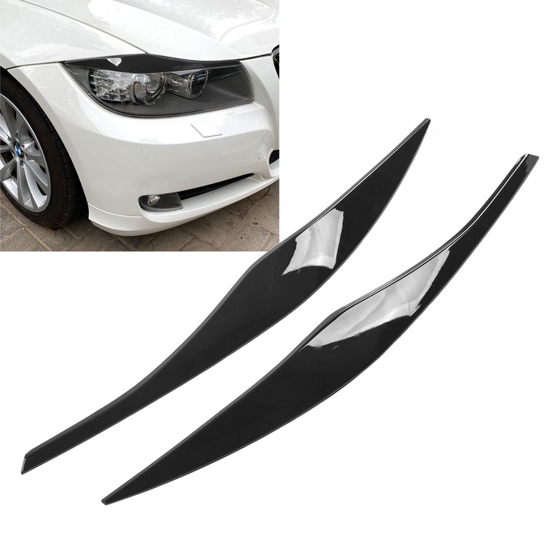 2PCs Front Headlight Eyebrow Cover Car Exterior Trim Replacement for