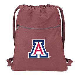 Broad Bay University of Arizona Drawstring Backpack 100% COTTON UA Wildcats Cinch Bag (Red)