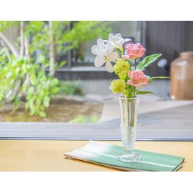 ADERIA F-70440 Flower Vase, Clear, Approx. Diameter 2.6 (Diameter 2.6) x Height 6.9 inches (6.6 cm), Height 6.9 inches (17.5 cm), Crystal Orchid Pattern, Single Vase