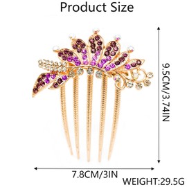 Crystal bridal hair conb,Rhinestone flower hair piece party headress for bride brdesmaid,Suitable for everyday,Wedding,Prom (violet)