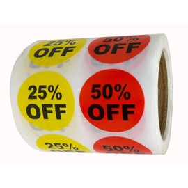 1 Inch Percent Off Stickers Labels Price Sticker for Retail Store Circle Pricemarker Tag Stickers Roll (500PCS Per Roll)