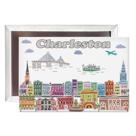 City Themed Artwork Magnet Collection by Beary Blu - Designed in The USA, Collectible Souvenirs Gifts 2.5" x 3.5" (Charleston)