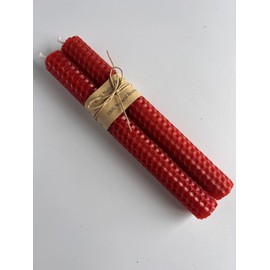 100% Pure Beeswax Dinner Candles, Subtle Honey Smell, Gift for Her, 10 Colours (Crimson Red)