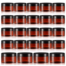 8 oz Amber Plastic Containers with Lids 24PCS Plastic Jars with Lids Leak Proof Empty Cosmetic Jars Sample Containers Refillable Storage Travel for Creams Lotion Gel Powder Lip Balm Beauty Products