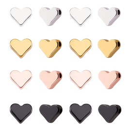 PH PandaHall 4 cuentas espaciadoras de corazón de 40 unidades, metal chapado en oro, cuentas sueltas para el día de San Valentín, día de la madre, joyería para hacer pulseras, collares y manualidades (oro, oro rosa, plomizo, platino)