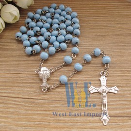 Generic 12 PCS First Communion Favor Blue Scented Rose Petal Rosary Necklace Gift for Guest Rosario de Recuerdo para Primera Comunion 12 Count (Pack of 1)