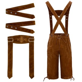 DmHirmg Lederhosen Men,Oktoberfest Outfits Men,Lederhosen,October Festival Costume,Brown,L