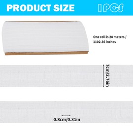 WQNNQW Curtain tape, ruffle tape, curtains, 28 m x 2.5 cm, curtain tape for sewing, ruffle tape, universal tape, ruffle tape for ironing, curtain tape for sewing (1 roll white) for curtain hooks