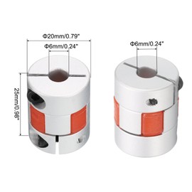 QUARKZMAN Aluminium Plum Shaft Coupling 6 mm to 6 mm Bore L25 x D20 Flexible Coupling Joint for Machine and Servo Stepper Motor Pack of 1