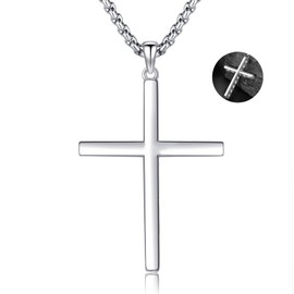 HUKKUN Cross Necklace for Men Sterling Silver Cross Jewellery for Men, Sterling Silver