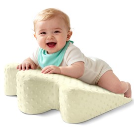 Tummy Time Support Prop with Plush Cover for Baby Gas, Colic Relief & Burp, Nursing Reflux Prop for Feeding, Neck, Shoulder and Body, Tummy Time Mat for Newborns and Infant 0-12 Months - Yellow