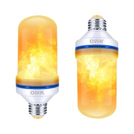 OMK Christmas Decorations Flame Light Bulbs, LED【Upgraded 2 Pack 】 4 Types Lighting Flickering Decorative Lamps for Porch, Yard, Party, Indoor, Outdoor Christmas Gifts