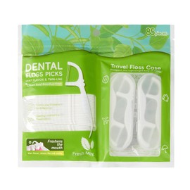 LIAMOSS White Mint Dental Floss Picks, 2 Portable Travel Cases (10 Picks) 65 Refills, Double-Line Flossers for Tight Teeth, Fresh Breath, Plaque Removal, On-The-Go Oral Care