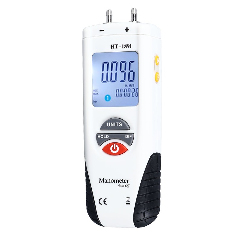 Digital Manometer Backlit Display Differential Dual Port Air and Gas