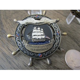 USS Constitution Old Ironsides Navy Chief CPO Ship Wheel USN Challenge Coin